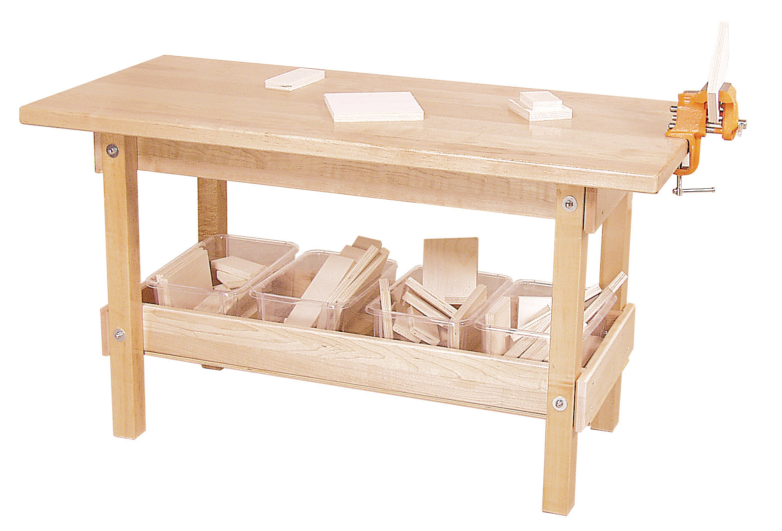Wood Designs Workbench with 4 Translucent Trays and Wood Wayfair